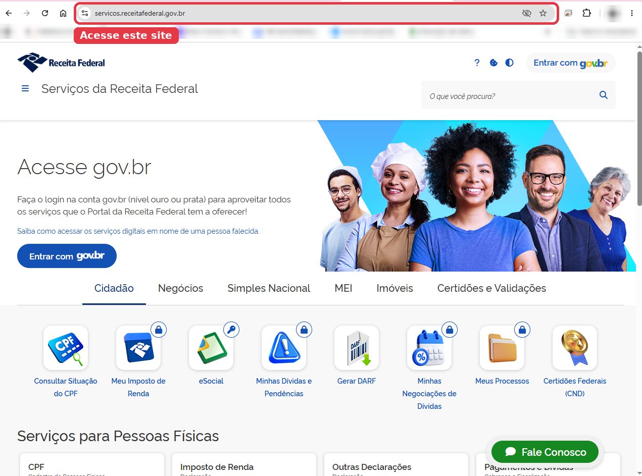 Página inicial do site da Receita Federal