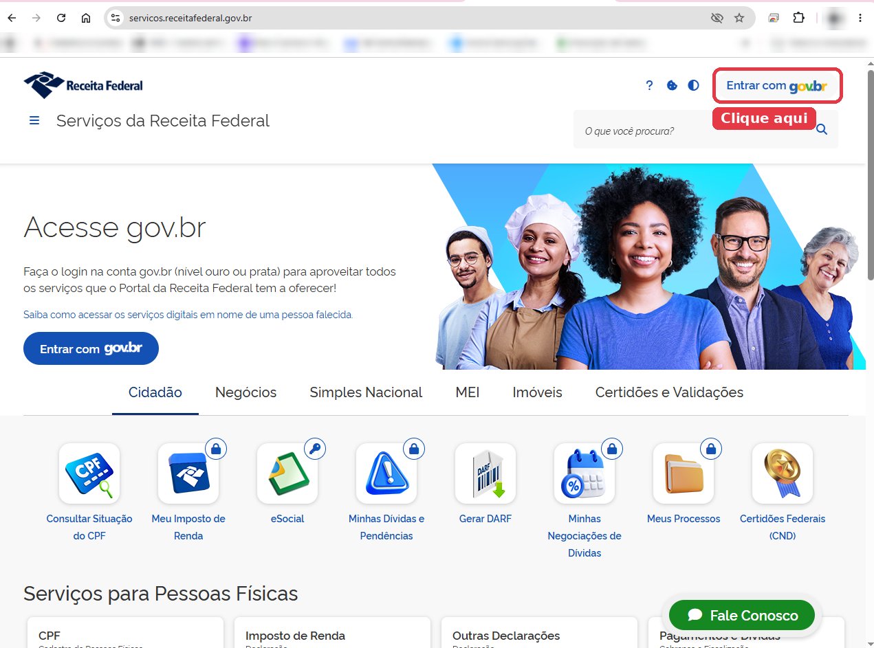Botão Entrar com gov.br no canto superior direito