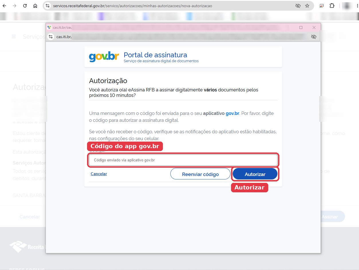 Janela para digitar o código do aplicativo gov.br