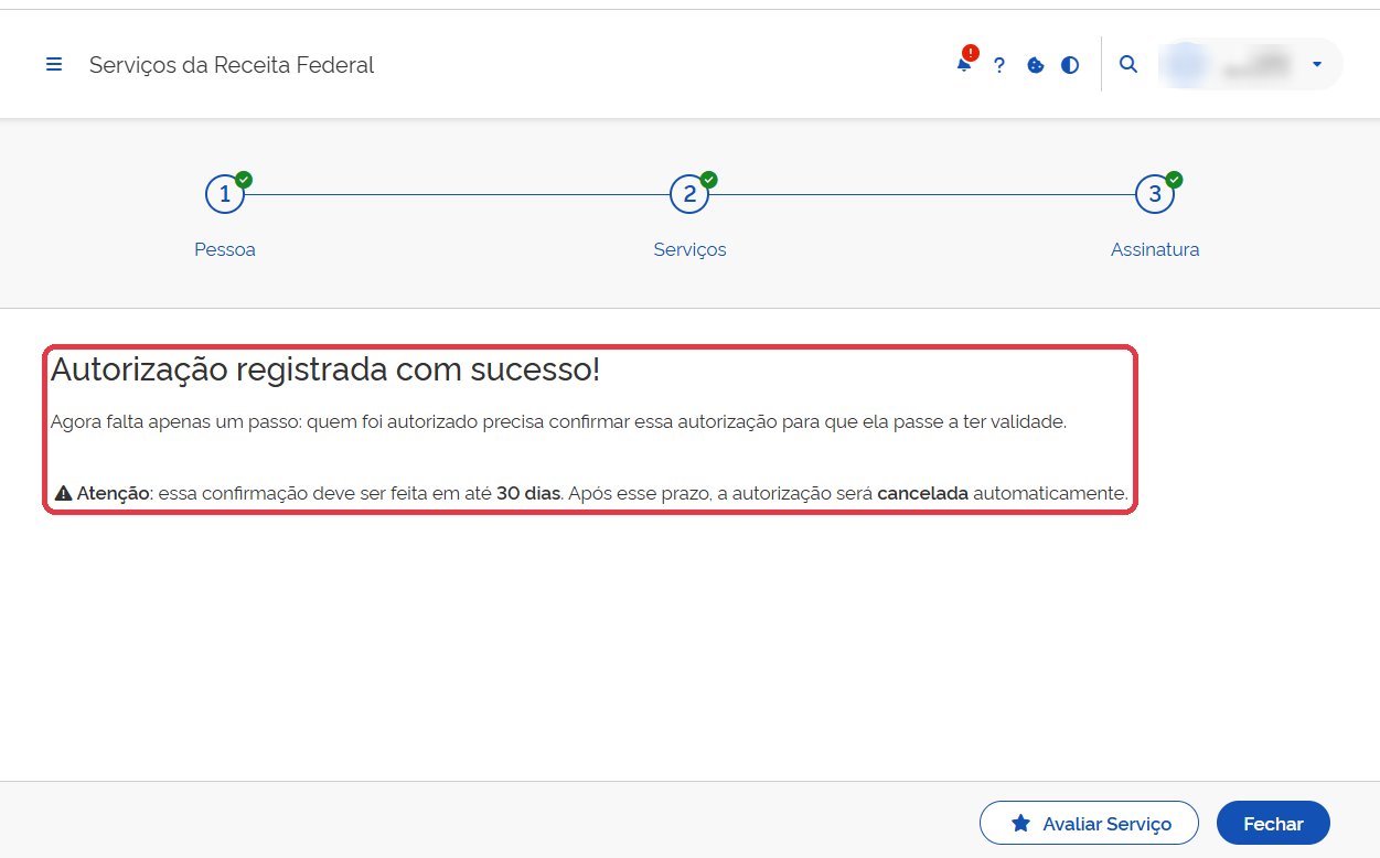 Mensagem de autorização registrada com sucesso